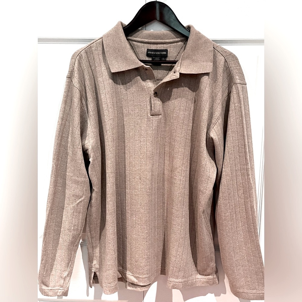 Jones New York Tan/Taupe Collared Shirt